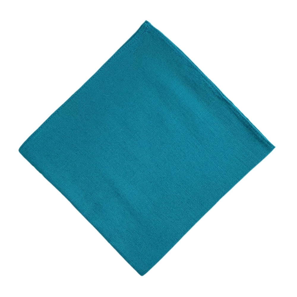 Cerulean Blue Silk Pocket Square Handkerchief